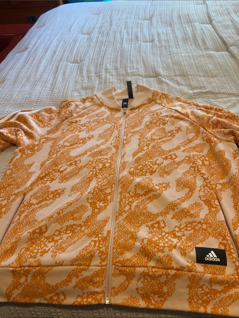 adidas Men’s Orange & Cream Zip-Front Bomber Jacket